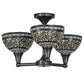 Meyda Lighting Tiffany Turning Leaf 22" 3-Light Craftsman Brown Flush Mount Light With Multi-Colored Shade Glass