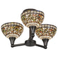 Meyda Lighting Tiffany Turning Leaf 22" 3-Light Craftsman Brown Flush Mount Light With Multi-Colored Shade Glass