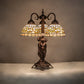Meyda Lighting Tiffany Turning Leaf 23" 3-Light Mahogany Bronze Table Lamp With Multi-Colored Shade Glass