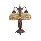 Meyda Lighting Tiffany Turning Leaf 23" 3-Light Mahogany Bronze Table Lamp With Multi-Colored Shade Glass