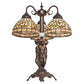 Meyda Lighting Tiffany Turning Leaf 23" 3-Light Mahogany Bronze Table Lamp With Multi-Colored Shade Glass