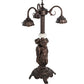 Meyda Lighting Tiffany Turning Leaf 23" 3-Light Mahogany Bronze Table Lamp With Multi-Colored Shade Glass