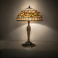 Meyda Lighting Tiffany Turning Leaf 23" Mahogany Bronze Table Lamp With Multi-Colored Shade Glass