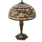 Meyda Lighting Tiffany Turning Leaf 23" Mahogany Bronze Table Lamp With Multi-Colored Shade Glass