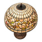 Meyda Lighting Tiffany Turning Leaf 253821 23" Mahogany Bronze Table Lamp With Multi-Colored Shade Glass