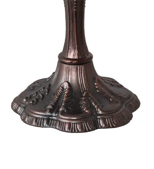 Meyda Lighting Tiffany Turning Leaf 26" 3-Light Mahogany Bronze Table Lamp With Multi-Colored Shade Glass