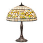 Meyda Lighting Tiffany Turning Leaf 26" 3-Light Mahogany Bronze Table Lamp With Multi-Colored Shade Glass
