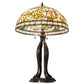 Meyda Lighting Tiffany Turning Leaf 30" 3-Light Mahogany Bronze Table Lamp With Multi-Colored Shade Glass