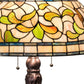 Meyda Lighting Tiffany Turning Leaf 31" 3-Light Mahogany Bronze Table Lamp With Green & Beige Stained Shade Glass