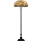 Meyda Lighting Tiffany Turning Leaf 60" 3-Light Mahogany Bronze Floor Lamp With Multi-Colored Shade Glass