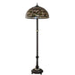 Meyda Lighting Tiffany Turning Leaf 62" 3-Light Mahogany Bronze Floor Lamp With Green & Beige Shade Glass