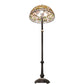 Meyda Lighting Tiffany Turning Leaf 62" 3-Light Mahogany Bronze Floor Lamp With Green & Beige Shade Glass