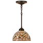 Meyda Lighting Tiffany Turning Leaf 8" Mahogany Bronze Mini Pendant Light With Multi-Colored Shade Glass