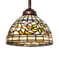 Meyda Lighting Tiffany Turning Leaf 8" Mahogany Bronze Mini Pendant Light With Multi-Colored Shade Glass