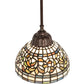Meyda Lighting Tiffany Turning Leaf 8" Mahogany Bronze Mini Pendant Light With Multi-Colored Stained Shade Glass