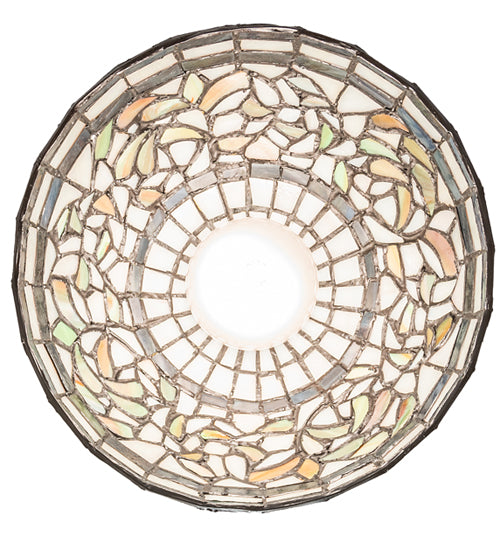 Meyda Lighting Tiffany Turning Leaf 8" Mahogany Bronze Mini Pendant Light With Multi-Colored Stained Shade Glass