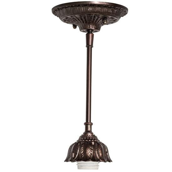 Meyda Lighting Tiffany Turning Leaf 8" Mahogany Bronze Mini Pendant Light With Stained Shade Glass