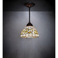 Meyda Lighting Tiffany Turning Leaf 8" Mahogany Bronze Mini Pendant Light With Stained Shade Glass