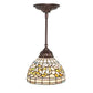 Meyda Lighting Tiffany Turning Leaf 8" Mahogany Bronze Mini Pendant Light With Stained Shade Glass