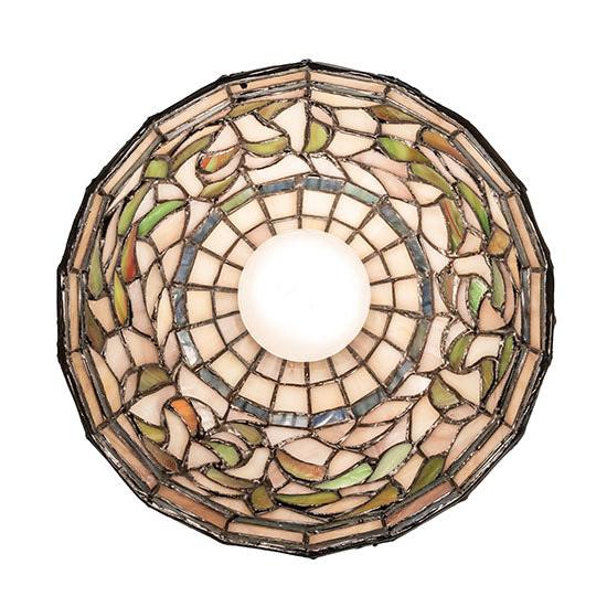 Meyda Lighting Tiffany Turning Leaf 8" Mahogany Bronze Mini Pendant Light With Stained Shade Glass