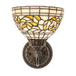 Meyda Lighting Tiffany Turning Leaf 8" Mahogany Bronze Wall Sconce With Multi-Colored Stained Shade Glass