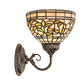 Meyda Lighting Tiffany Turning Leaf 8" Mahogany Bronze Wall Sconce With Multi-Colored Stained Shade Glass