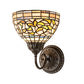 Meyda Lighting Tiffany Turning Leaf 8" Mahogany Bronze Wall Sconce With Multi-Colored Stained Shade Glass