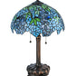Meyda Lighting Tiffany Wisteria 25" 2-Light Mahogany Bronze Table Lamp With Blue and Green Shade Glass