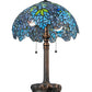 Meyda Lighting Tiffany Wisteria 25" 2-Light Mahogany Bronze Table Lamp With Blue and Green Shade Glass