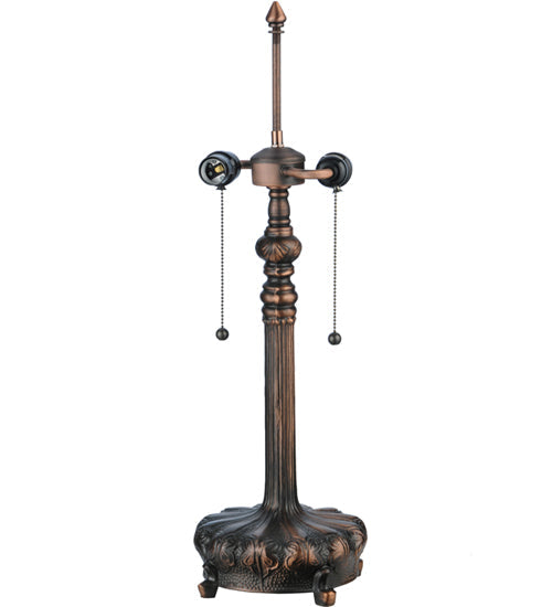 Meyda Lighting Tiffany Wisteria 25" 2-Light Mahogany Bronze Table Lamp With Blue and Green Shade Glass