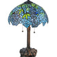 Meyda Lighting Tiffany Wisteria 25" 2-Light Mahogany Bronze Table Lamp With Blue and Green Shade Glass