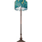 Meyda Lighting Tiffany Wisteria 252160 62" 3-Light Mahogany Bronze Floor Lamp With Green & Blue Stained Shade Glass