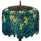 Meyda Lighting Tiffany Wisteria 29" 3-Light Mahogany Bronze Table Lamp With Green Shade Glass