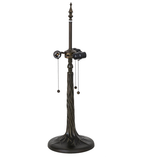 Meyda Lighting Tiffany Wisteria 29" 3-Light Mahogany Bronze Table Lamp With Green Shade Glass