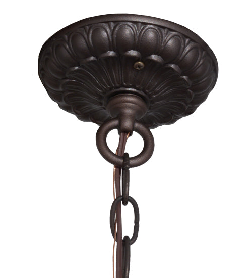 Meyda Lighting Tiffany Wisteria 30" 5-Light Mahogany Bronze Pendant Light With Multi-Colored Shade Glass
