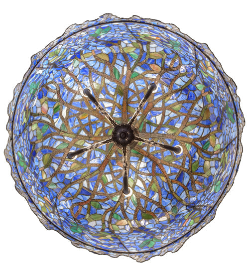 Meyda Lighting Tiffany Wisteria 30" 5-Light Mahogany Bronze Pendant Light With Multi-Colored Shade Glass