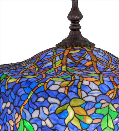 Meyda Lighting Tiffany Wisteria 30" 5-Light Mahogany Bronze Pendant Light With Multi-Colored Shade Glass