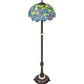 Meyda Lighting Tiffany Wisteria 62" 3-Light Mahogany Bronze Floor Lamp With Green & Blue Stained Shade Glass