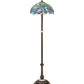 Meyda Lighting Tiffany Wisteria 62" 3-Light Mahogany Bronze Floor Lamp With Green & Blue Stained Shade Glass