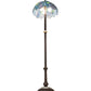 Meyda Lighting Tiffany Wisteria 62" 3-Light Mahogany Bronze Floor Lamp With Green & Blue Stained Shade Glass