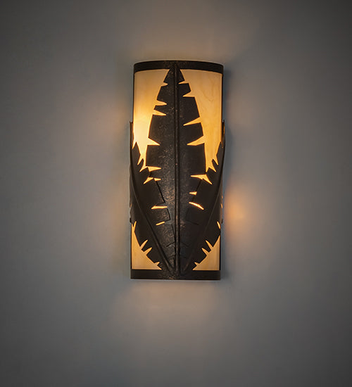 Meyda Lighting Tiki 5" 2-Light Gilded Tobacco Wall Sconce With Beige Botticino Idalight Shade Glass