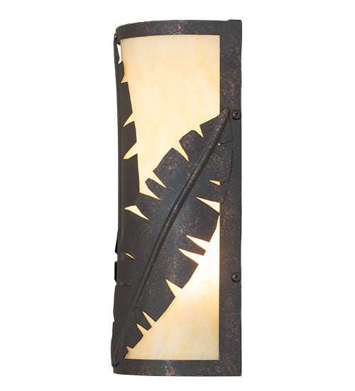 Meyda Lighting Tiki 5" 2-Light Gilded Tobacco Wall Sconce With Beige Botticino Idalight Shade Glass