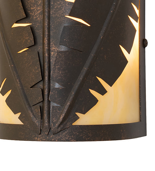 Meyda Lighting Tiki 5" 2-Light Gilded Tobacco Wall Sconce With Beige Botticino Idalight Shade Glass