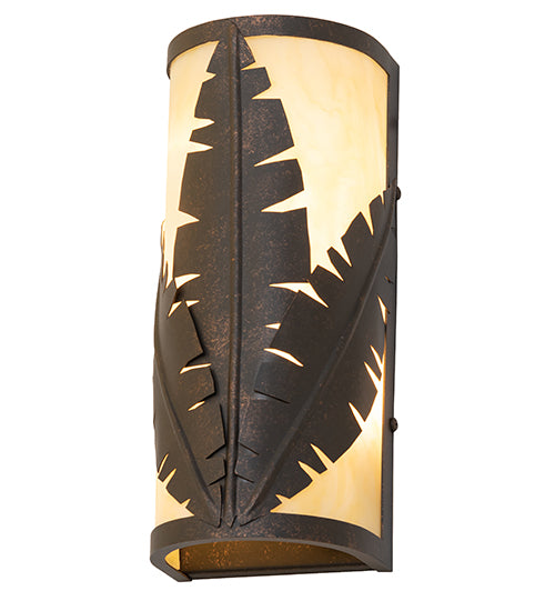 Meyda Lighting Tiki 5" 2-Light Gilded Tobacco Wall Sconce With Beige Botticino Idalight Shade Glass
