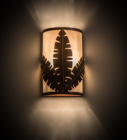 Meyda Lighting Tiki 8" 2-Light Vintage Copper Wall Sconce With Beige Botticino Idalight Shade Glass