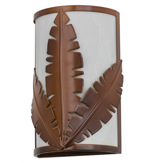 Meyda Lighting Tiki 8" 2-Light Vintage Copper Wall Sconce With Beige Botticino Idalight Shade Glass