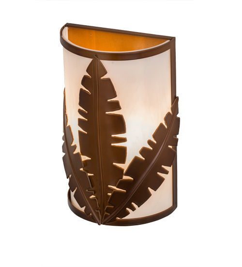 Meyda Lighting Tiki 8" 2-Light Vintage Copper Wall Sconce With Beige Botticino Idalight Shade Glass