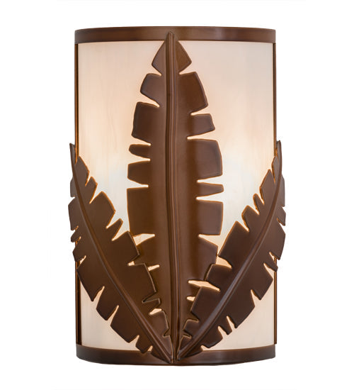 Meyda Lighting Tiki 8" 2-Light Vintage Copper Wall Sconce With Beige Botticino Idalight Shade Glass