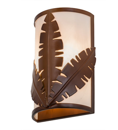 Meyda Lighting Tiki 8" 2-Light Vintage Copper Wall Sconce With Beige Botticino Idalight Shade Glass