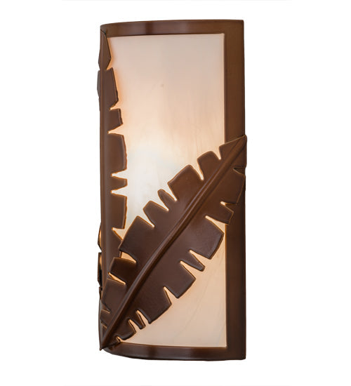 Meyda Lighting Tiki 8" 2-Light Vintage Copper Wall Sconce With Beige Botticino Idalight Shade Glass